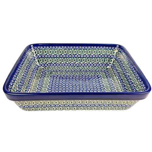 11x9x3” Polish Pottery Baking Dish Casserole Unikat Signed Handmade In Poland