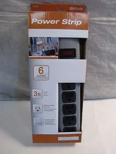 Woods 041550 6-Outlet Metal Power Strip 3' Cord w/ Sliding Safety Covers NEW
