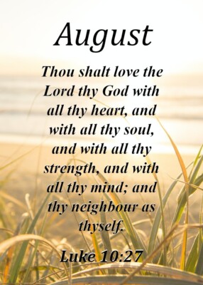 August Keepsake Card with Bible Verse - Birthday Anniversary ...