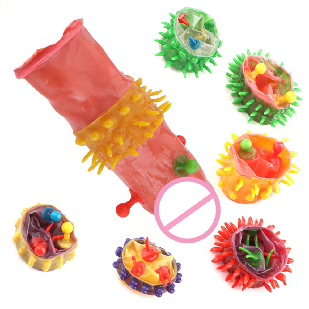 6X Kondome Bunt Sensitive Latex Gepunktet Gerippt Massage Stimulieren :