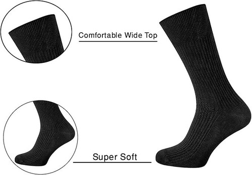 3 Pair Men Non Elastic 100% Cotton Socks Diabetic Gentle Grip 6-11 For Mens - Picture 5 of 7