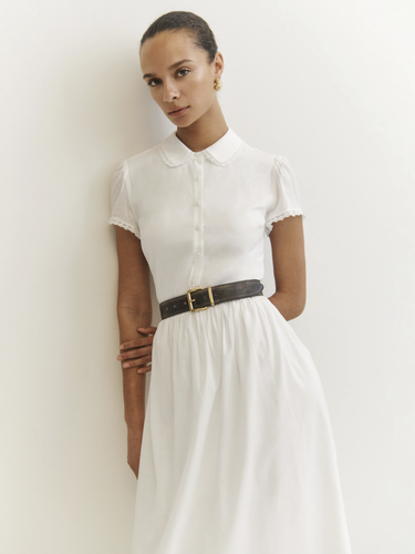 Reformation Ula Dress US2 UK6 Lightweight White Cotton Lace Vintage Midi SOLDOUT - Picture 2 of 24
