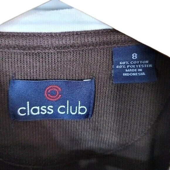 Camisa Pullover Class Club Boys Acanalada Capa Simulada Marrón Talla 8 Blanca Manga Larga Foto 4 de 4