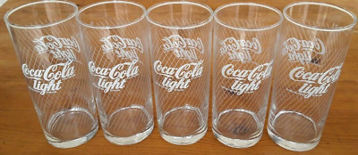 5 Coca Cola Light 0,2l Etched Drinking Glass German koffeinhaltige Brause 59L