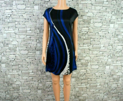 ELIE TAHARI DAMEN SEIDE ABEND FEST KLEID SCHWARZ BLAU WEISS 36 NEU 248 USD 