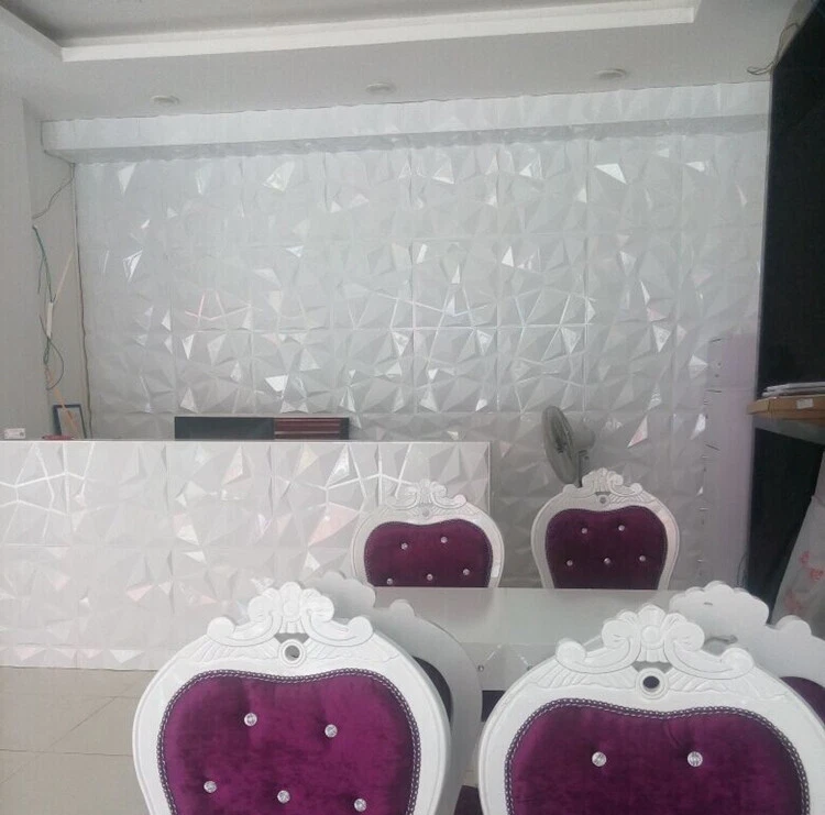 12 peças painéis de parede efeito PVC 3D 30x30cm para papel de parede faça você mesmo decoração para casa cor branca - Imagem 4 de 4