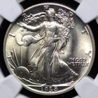 1938 WALKING LIBERTY HALF DOLLAR NGC MS 65 CRISP BLAST WHITE SILVER SHEEN