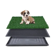 FluffyDream Artificial Grass for Dog Potty Strong Absorbency Grass Pad with Tray