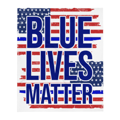 Blue Lives Matter with Tattered US Flag Custom 50'' x 60'' Throw ...