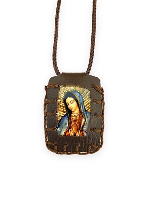 Our Lady of Guadalupe St Michael Brown Scapular Necklace Collar Escapulario New