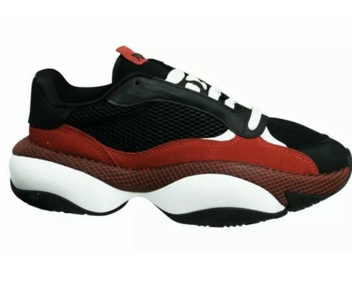 Puma Alteration Blitz Black Red Low Chunky Lace Up Trainers Size