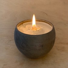 Schmelzlicht Wachsfresser Windlicht Partylicht im dunkelgrau bauchigen Tontopf