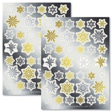 NEW 72 Gold  Silver Foil Snowflakes Acid Free Stickers 2 8,5x11 Sheets