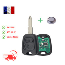 Clé Vierge 2 Boutons PCF7961/ID46 Peugeot 106 206 207 et Citroen C1 C2 C3 C4