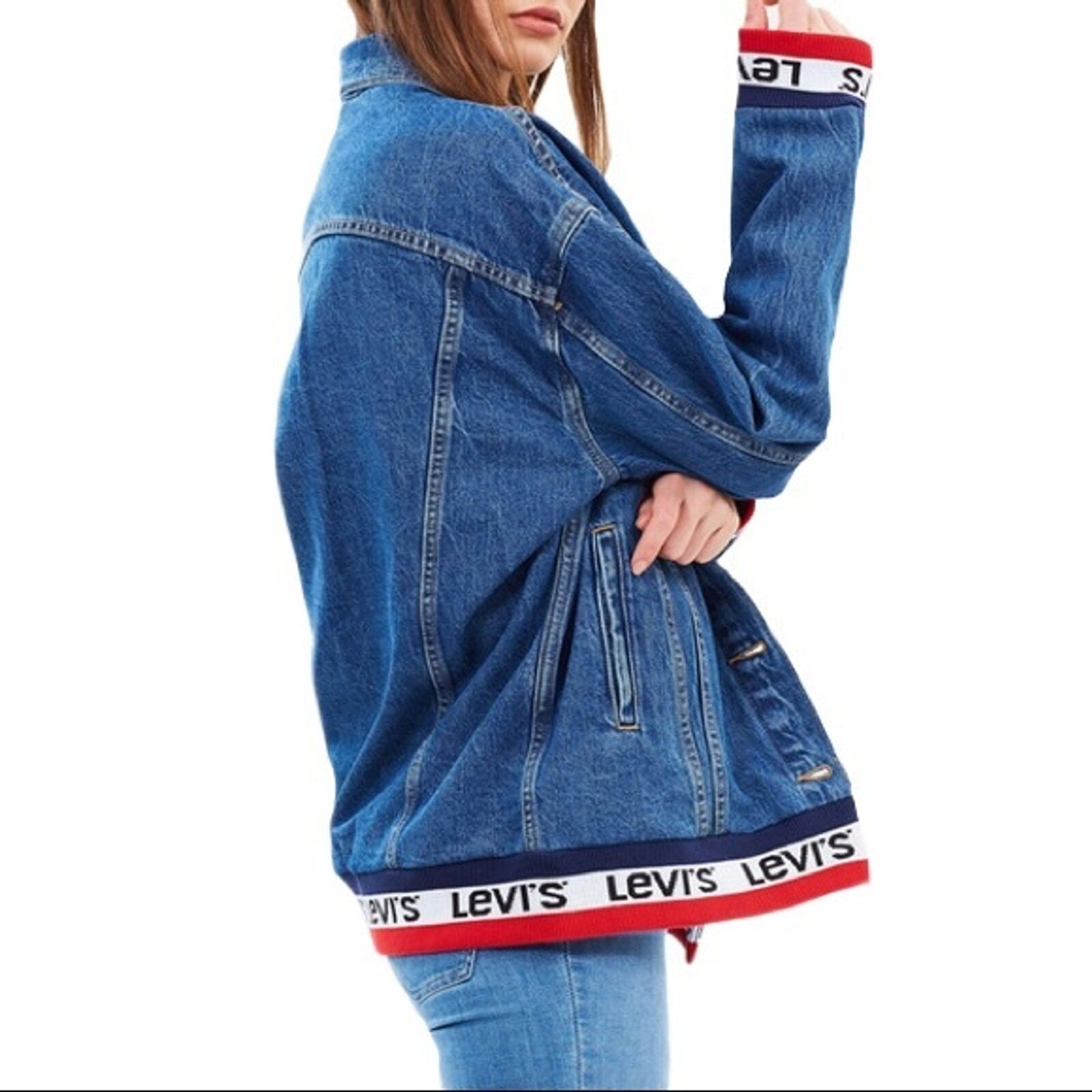 Levi’s Baggy Sport Tape Womens Denim Jacket Overs… - image 5
