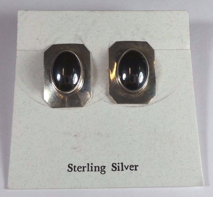 Handmade Indian Solid Sterling Silver Oval Hemati… - image 1