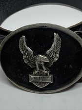 Used Harley Davidson Eagle Belt Buckle And Leather Belt Size 32/34  Robison HD