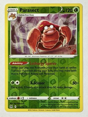 Pokémon TCG - Parasect 005/196 - 2022 Sword & Shield   Lost Origin SWSH11:LOR R
