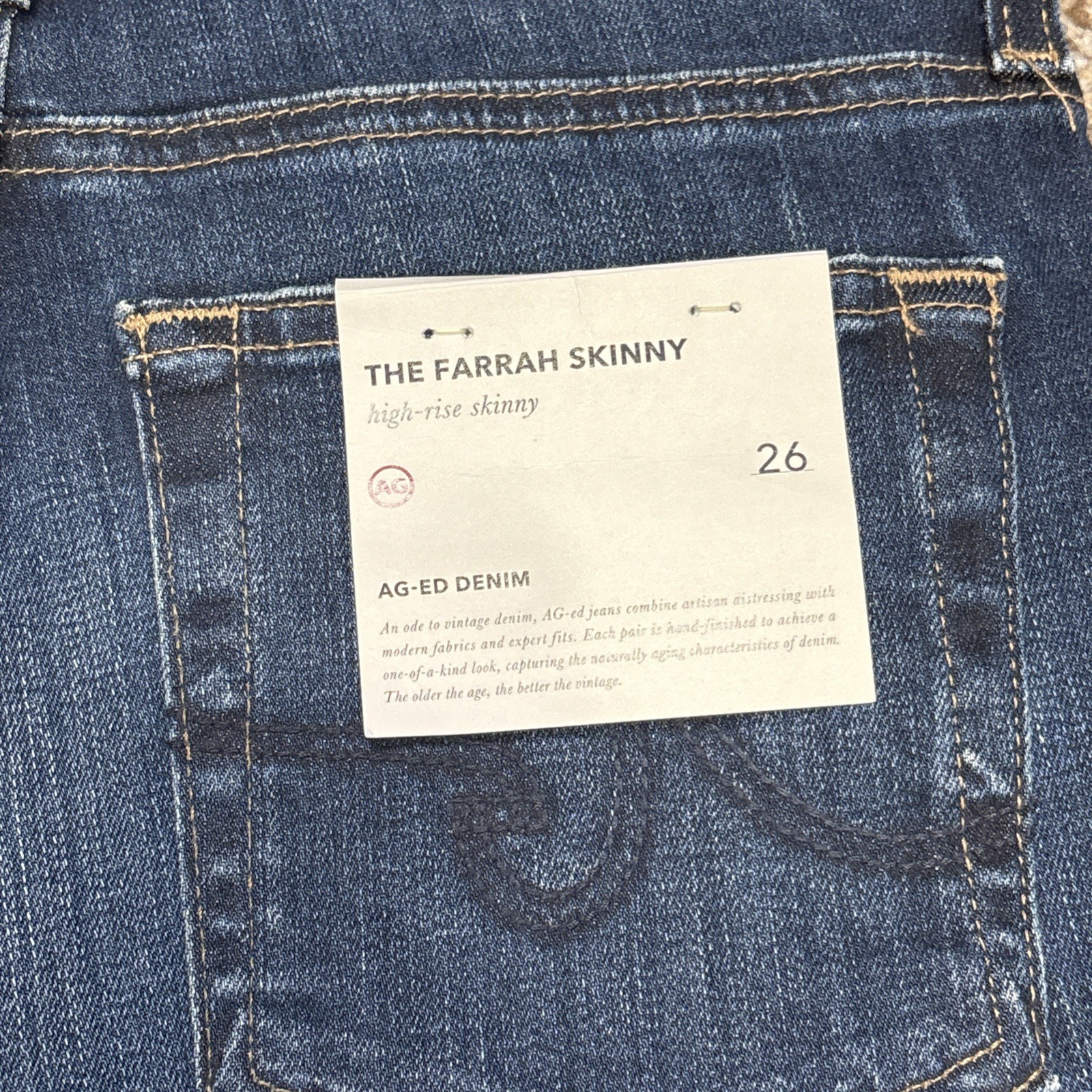 NEW AG Adriano Goldschmied The Farrah High Rise Skinny Jeans 26 X 30 Dark Wash thumbnail 17