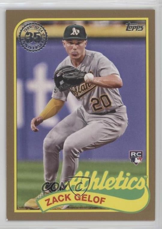 2024 Series 1 1989 Topps Baseball Gold 63/75 Zack Gelof #89B-90 Rookie RC 00jz