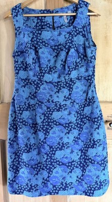 Pepperberry Dress Blue Floral Textured Sleeveless Size 12 Super Curvy Bravissimo