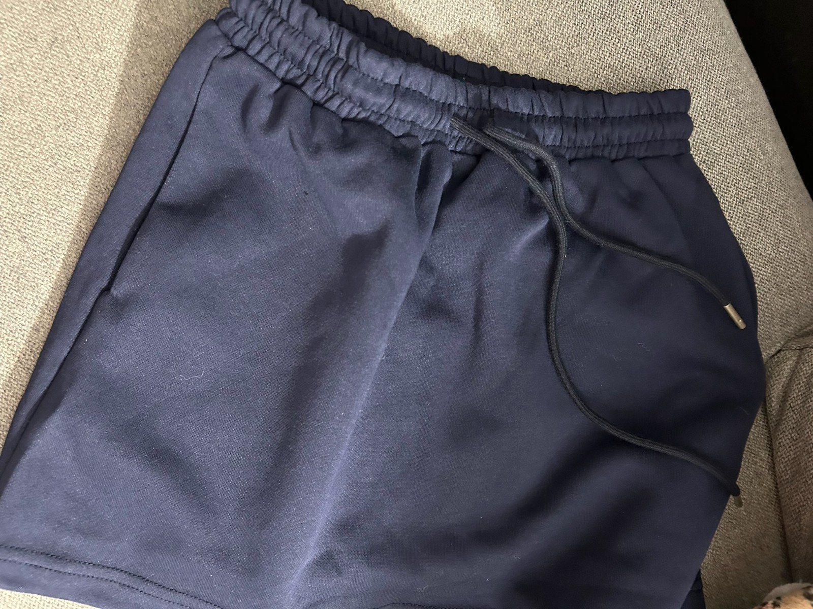 Women’s Navy Blue Elastic Waist Casual Shorts with Drawstring – Size (S-M)
