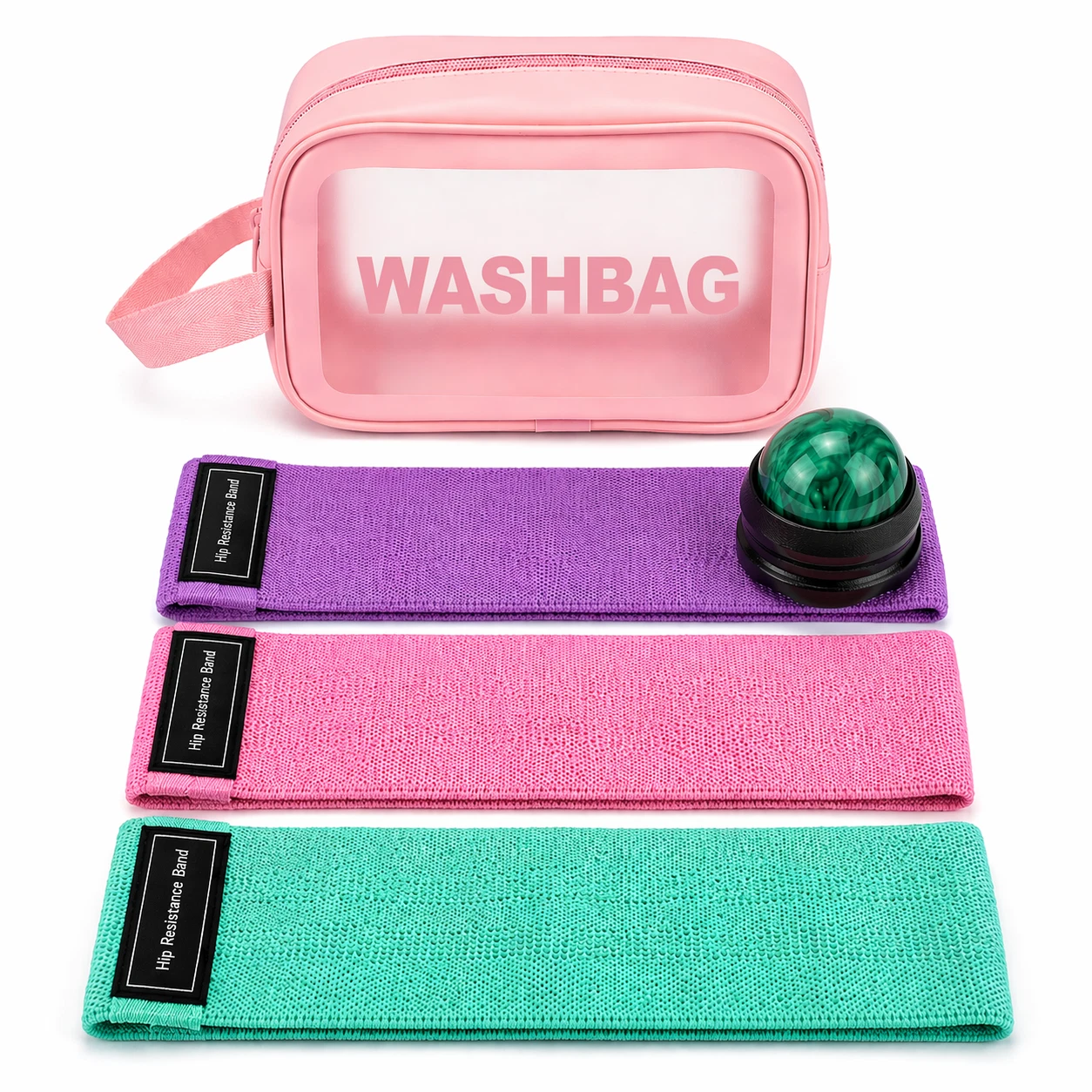 Fabric Resistance Bands Set Women Glute Hip Workout w/ Massage Roller & Bag
Opens in a new window or