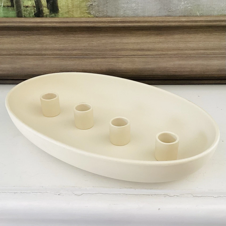 Anthropologie candle holder Lidatorp oval ceramic Matte Finish Minimalist - Image 2 of 4