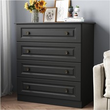 4 Drawer Dresser for Bedroom, Black Wood Dressers and Chests of Drawers,Storage