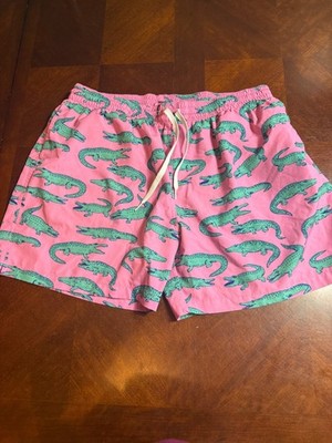 Chubbies Men's Swim Trunks Size M The Glades Pink Alligator Stretch Mesh Lined