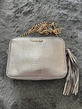 New With Tags Victoria's Secret Silver Metallic Crossbody Bag Gold Chain