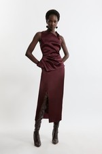 Karen Millen Bodycon Midi Dress UK6 in Red RRP £229