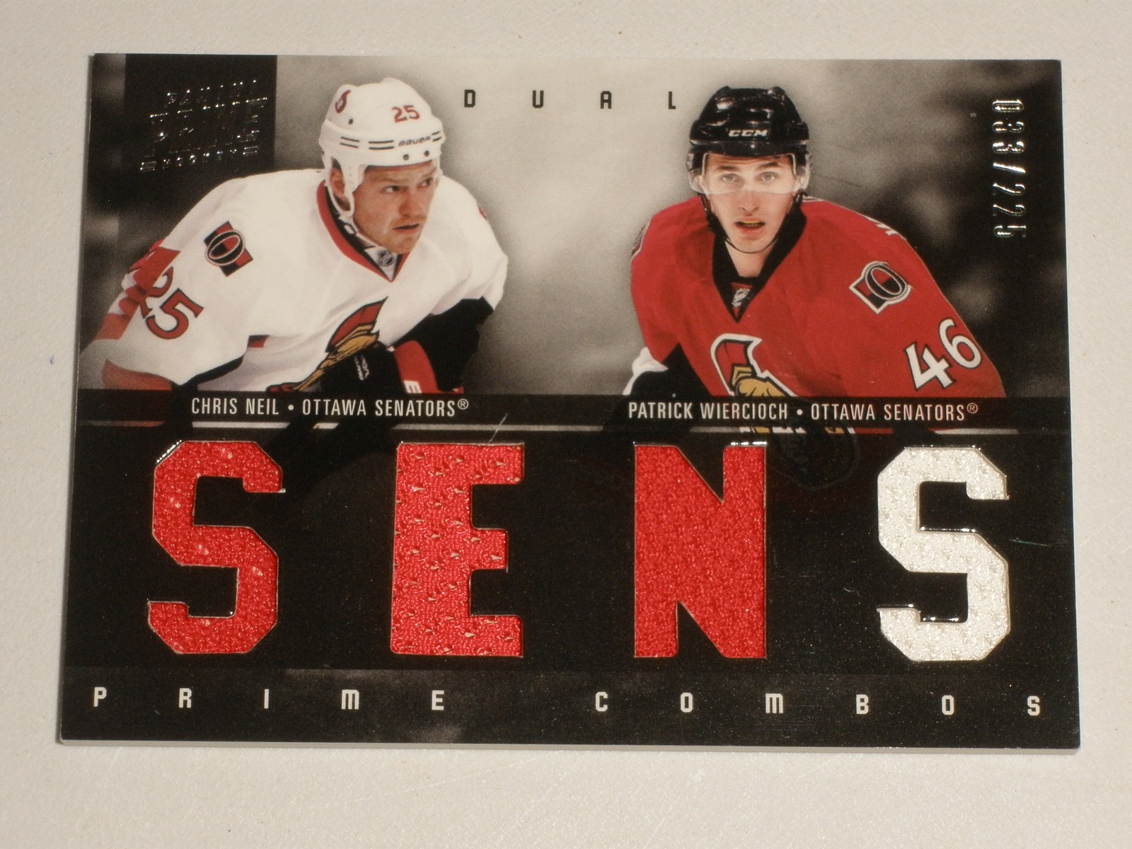 2011-12 Panini Prime Combos Dual Jersey #42 Chris Neil Patrick Wiercioch 033/225