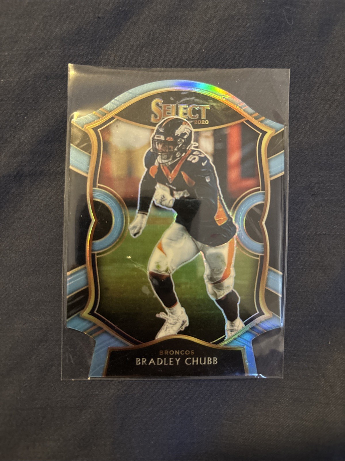 2020 Panini Select - Concourse Bradley Chubb #34 Light Blue Prizm Die-Cut