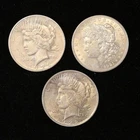 LOT OF 3 DIFFERENT MORGAN PEACE SILVER DOLLARS 90% COINS 1921 1922 1926 NR!