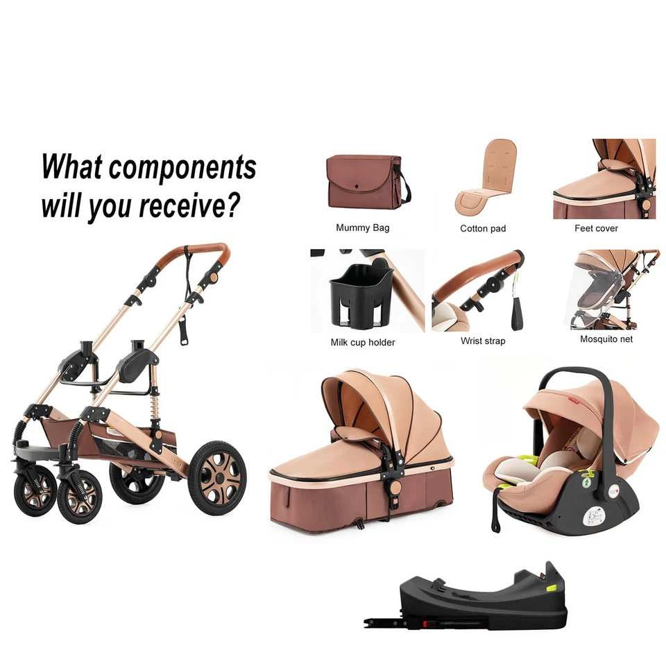 Baby Stroller Combo Car Seat, Baby Travel System,Standard Reversible Pram 3 in 1 - Image 2 of 4