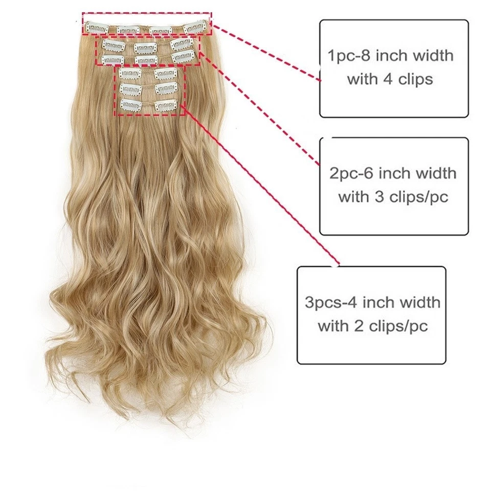 Synthetische Locken Haar Extensions Clip In Set 6 Stück 50cm lang Hitzebeständ - Bild 3 von 4