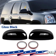 For 2007-2013 2014 Chevy Silverado GMC Sierra Gloss Black Side Mirror Cover Caps