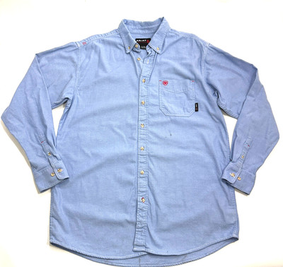 Ariat FR Shirt Mens XL Tall Navy Blue Flame Resistant CAT 2 Long Sleeve Workwear