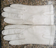  Vtg TAN Kid Leather Ladies Gloves 8.5" EUC 7.5