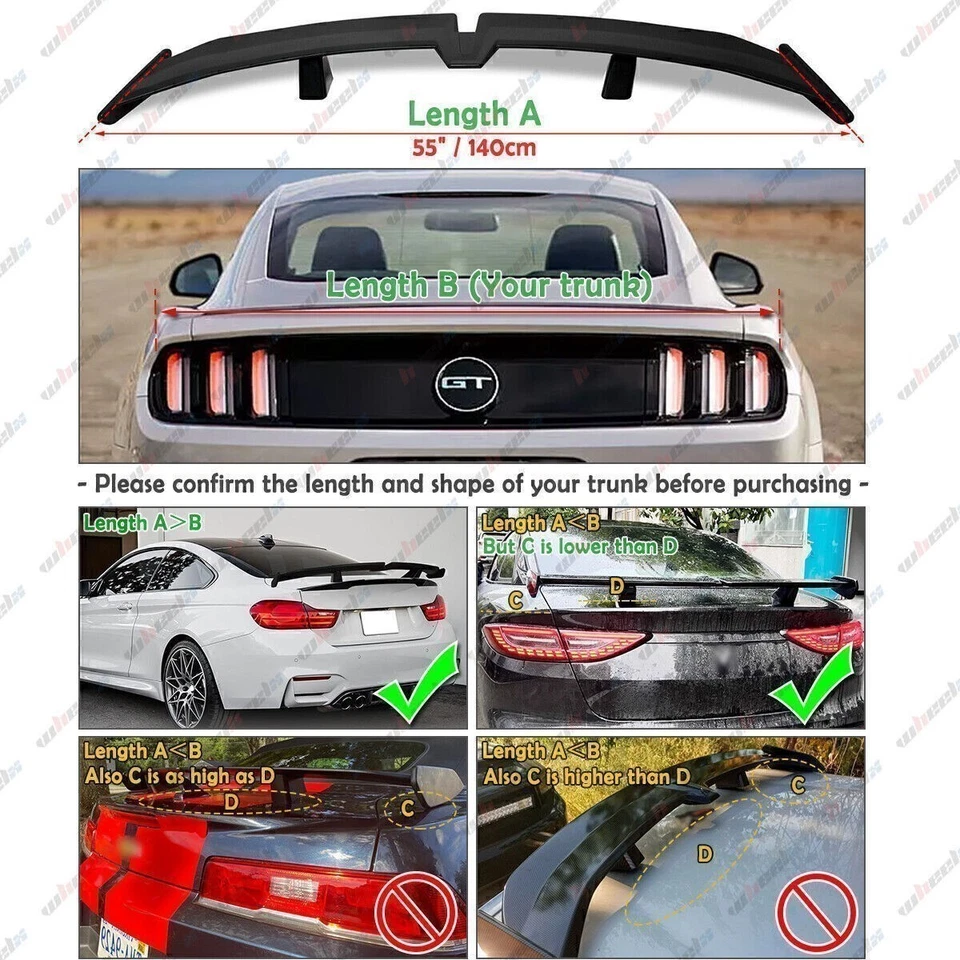 Alerón trasero de 55" con aspecto de carbono estilo PRO para Audi A3 S3 RS3 A4 S4 A5 A6 Foto 2 de 4