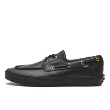 Vans 2 Eyelet Boat Shoe Leather Black VN000Z11CJK Men's Size oki06