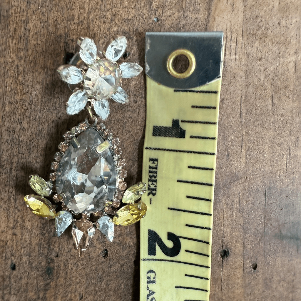 Rhinestone Statement Drop Pierced Earrings Champa… - image 4