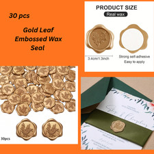 Gold Leaf Embossed Wax Seal Effect Wedding Envelope Stickers cards invitations