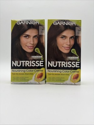 Garnier Nutrisse Nourishing Hair Color 30 Darkest Brown New