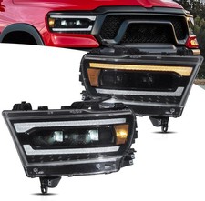 VLAND LED DRL Projector Headlights Set For 2019-2024 Dodge Ram 1500 W/Sequential