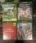 XBOX ONE 4 GAME LOT 2 MINECRAFT, ZOO TYCOON, DISNEY INFINITY
