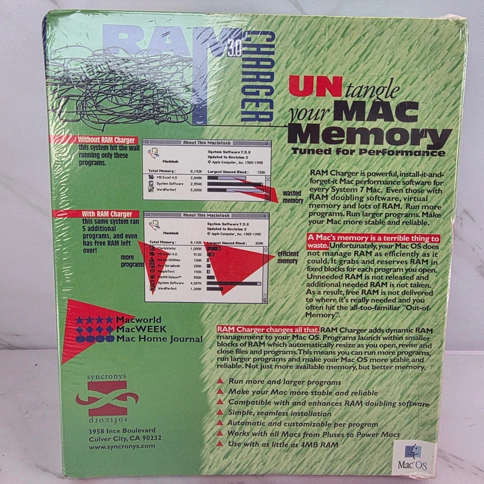 Vintage RAM Charger 3.0 Untangle Your MAC Memory Performance Software VTG RARE - Image 2 of 4