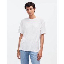 Madewell Womens Linen-Blend Crewneck Oversized Tee Size Small NWT