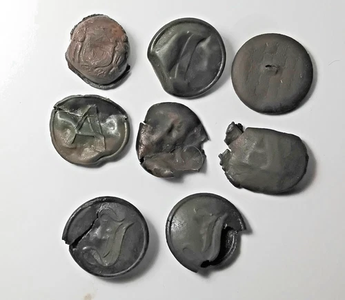 7 Civil War Relic Coat size hardtimes Confederate Buttons dug Central Va. $85.00